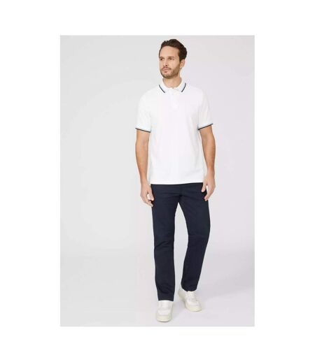 Mens Pique Tipped Polo Shirt White Maine