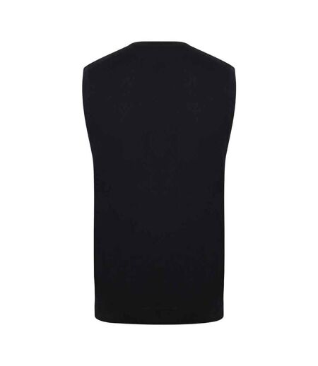 Henbury Mens Cotton Acrylic V Neck Sleeveless Sweatshirt (Black) - UTPC6031