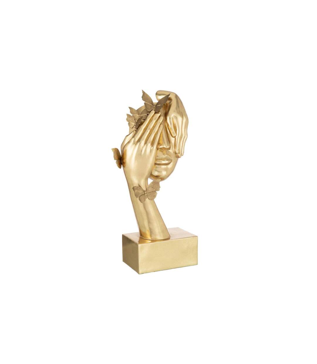 Statuette Déco Visage Papillons 54cm Or-1