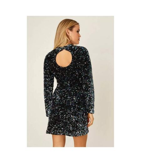 Womens/ladies sequins a-line mini dress blue Dorothy Perkins