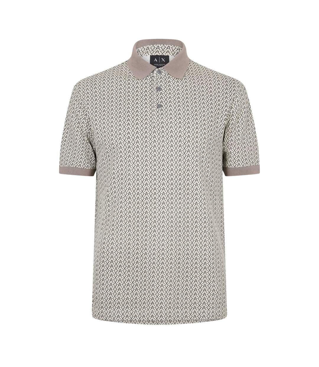 Mens Monogram Short-sleeved Polo Shirt White Armani Exchange-2