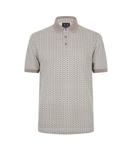 Mens Monogram Short-sleeved Polo Shirt White Armani Exchange