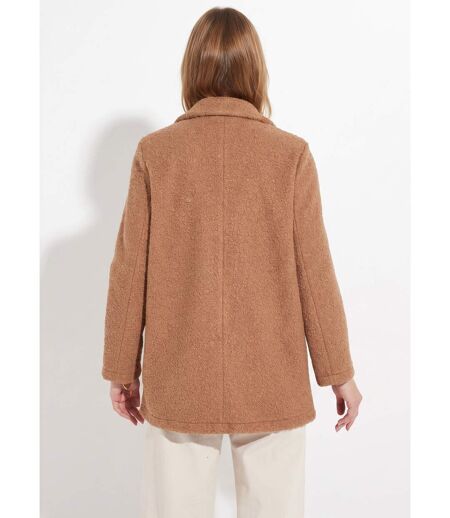 Manteau tissu bouclette mi-long boutonné