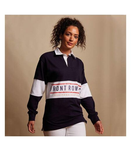 Front Row Adults Unisex Panelled Tag Free Rugby Shirt (Navy/Burgundy) - UTRW6649