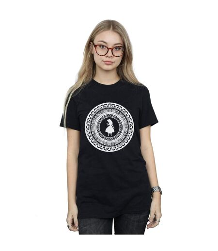 Disney Womens/Ladies Alice In Wonderland Circle Cotton Boyfriend T-Shirt (Noir) - UTBI8543