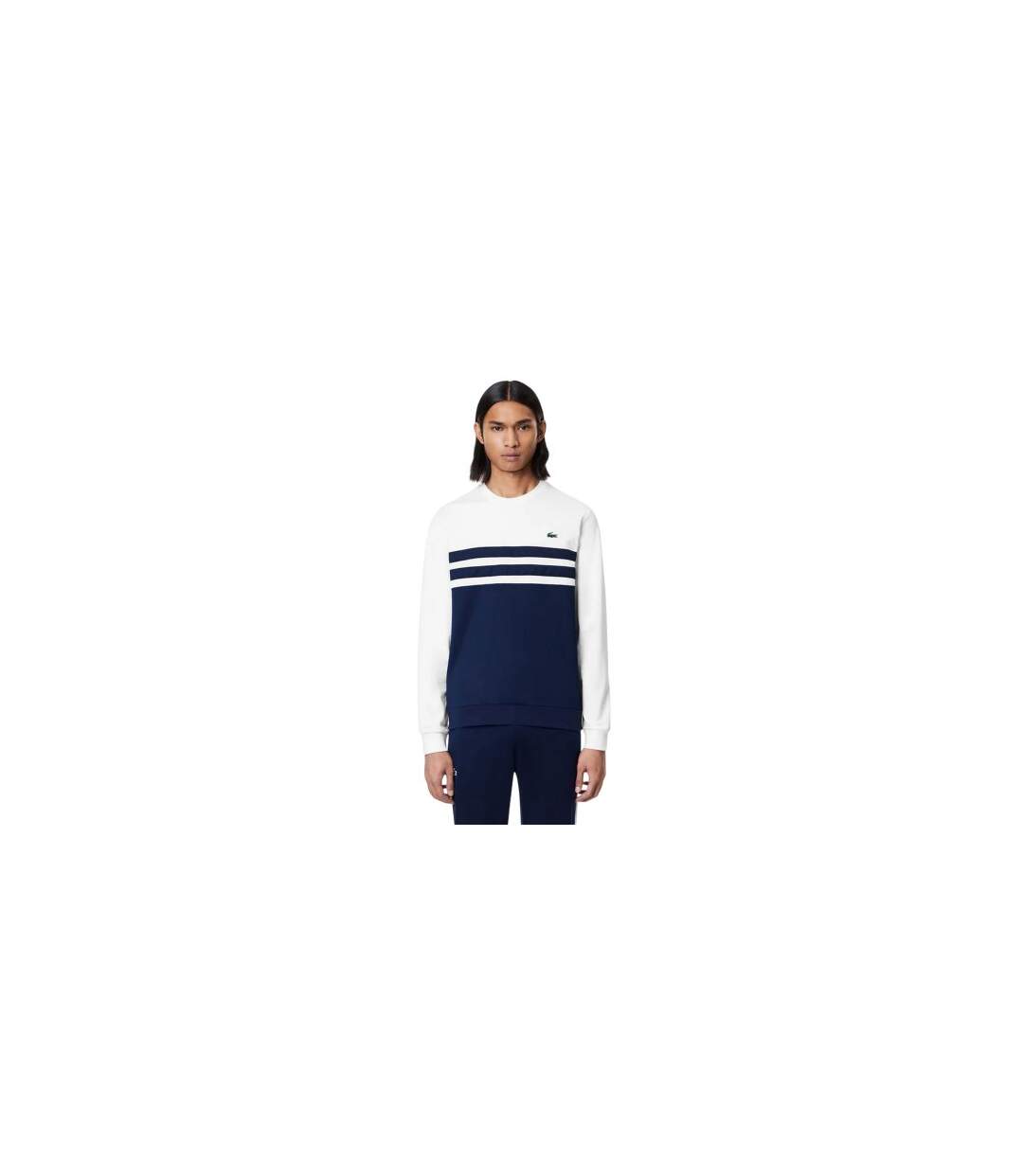 Sweat Tennis Motif/style Blocs De Couleurs Homme Blanc Bleu Marine Lacoste-1