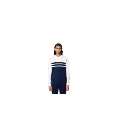 Sweat Tennis Motif/style Blocs De Couleurs Homme Blanc Bleu Marine Lacoste