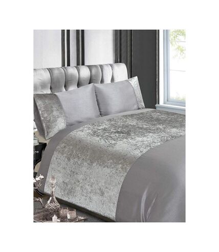 Crushed velvet duvet cover set grey/silver Rapport