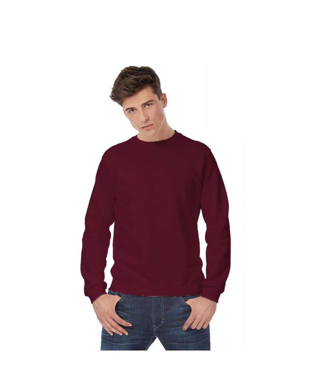 B&c Mens Crew Neck Sweatshirt Top Blanc B And C-4