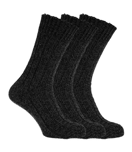 Mens Wool Blend Boot Socks (Pack Of 3) (Black) - UTMB158