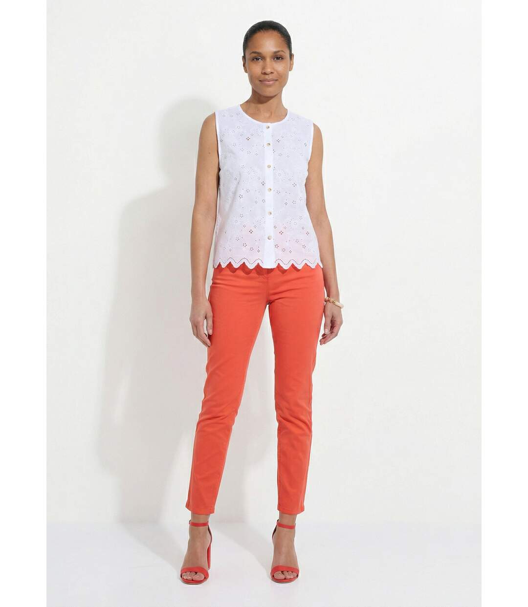 Débardeur boutonné broderie anglaise coton-3