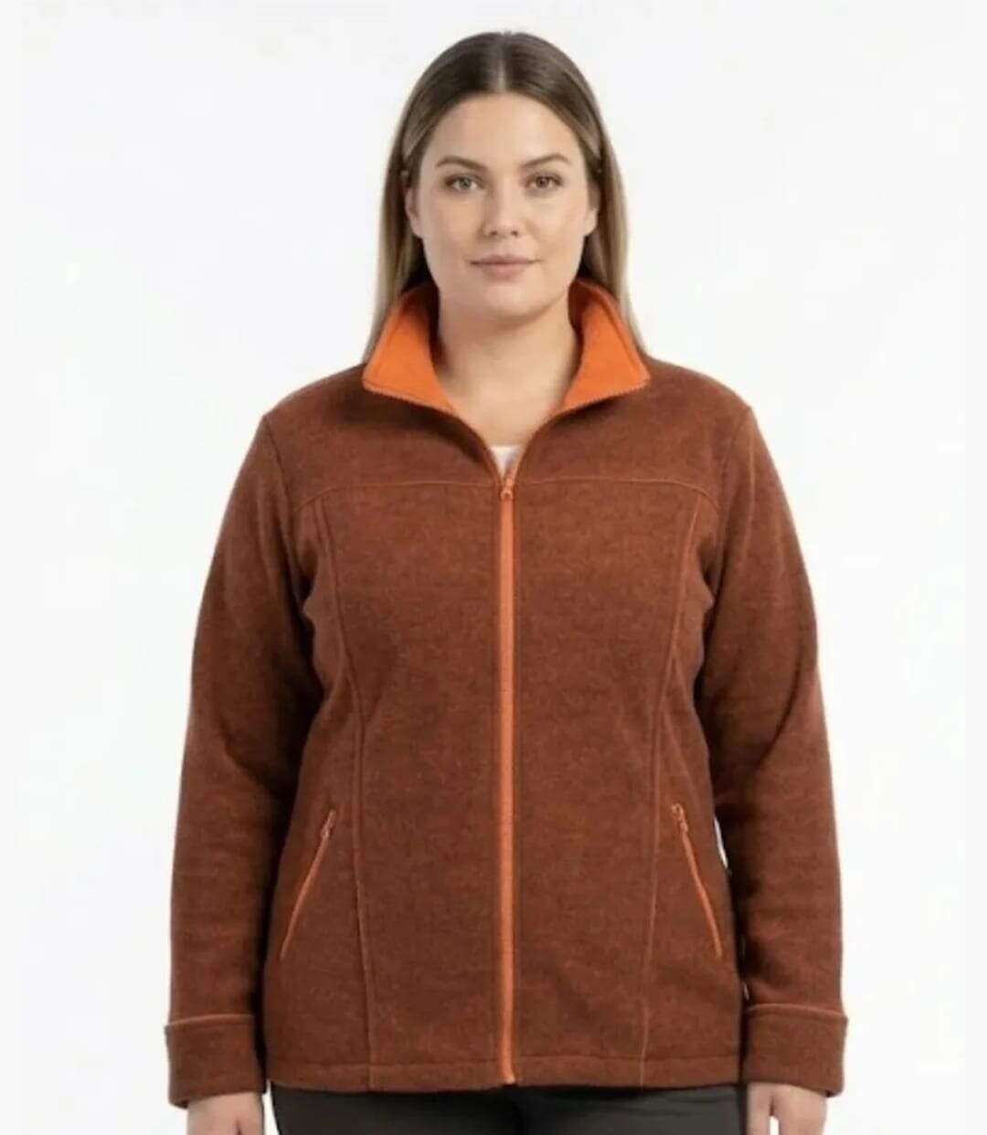 Veste Polaire Grandes Tailles AXRIGA2M Marron/Orange (Axone)-1