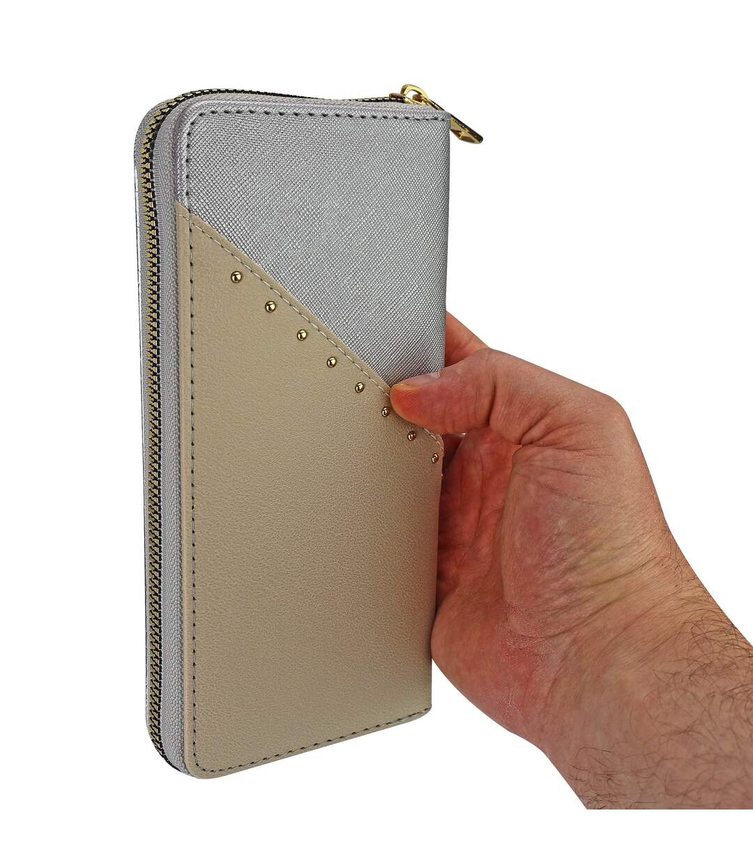 Ladies Faux Leather Wallet Large Panelled Purse Card Coin Organiser-4