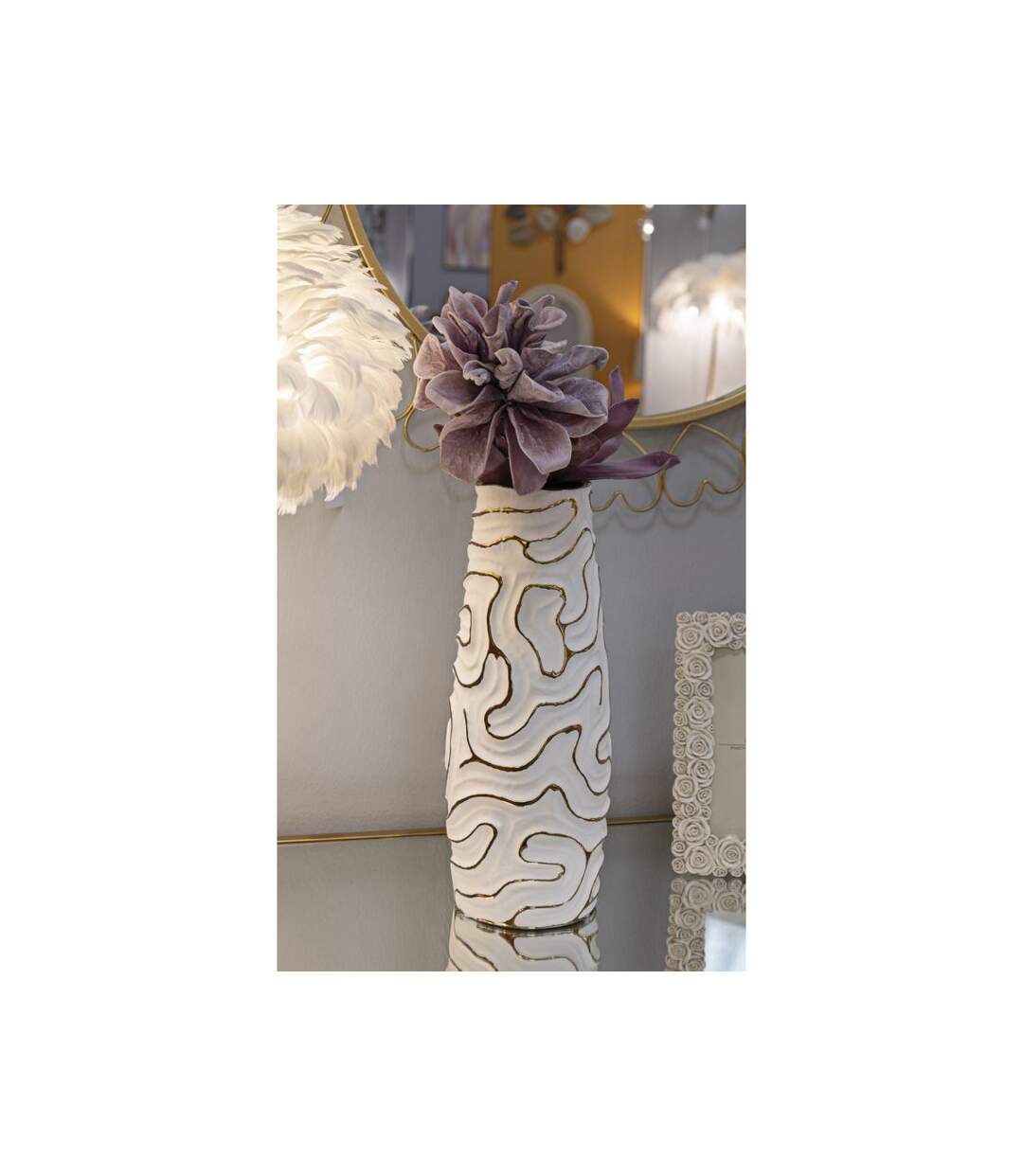 Vase Design en Céramique Lia 39cm Blanc-5