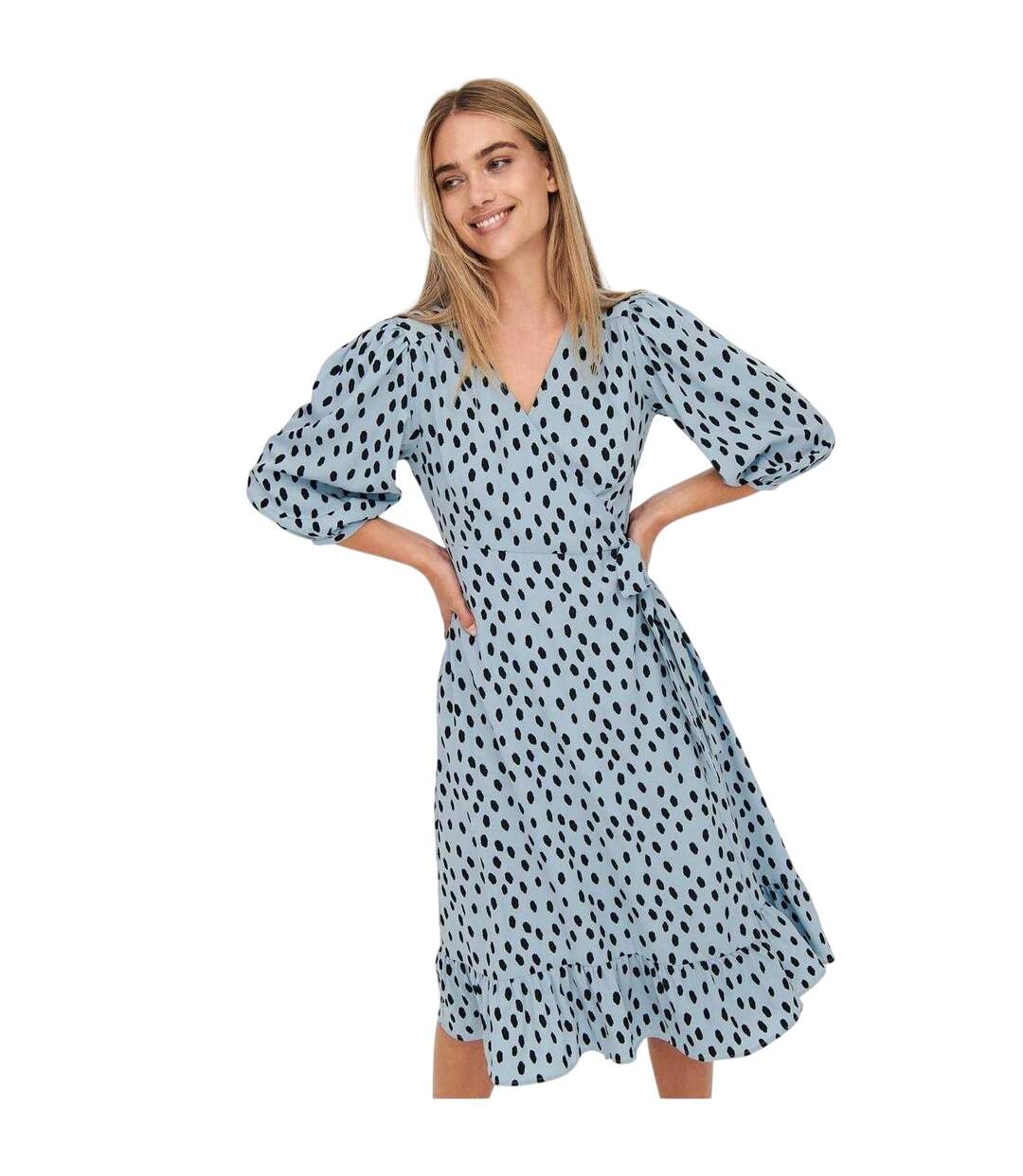 Robe Portefeuille Femme Bleu Gris Only-2