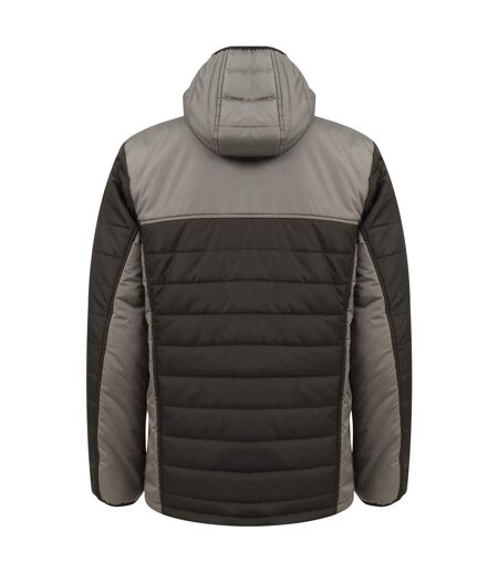 Finden and Hales Unisex Adults Hooded Contrast Padded Jacket (Black/Gunmetal Grey) - UTRW7667