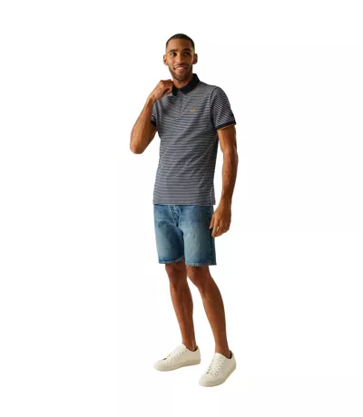 Mens Tiver Striped Polo Shirt Navy Stone White Regatta