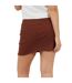 Womens/ladies Ribbed High Waist Mini Skirt Chocolate Brave Soul-3