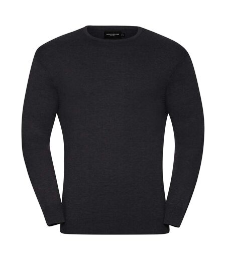 Russell Collection Mens Crew Neck Knitted Pullover Sweatshirt (Charcoal Marl) - UTRW6079