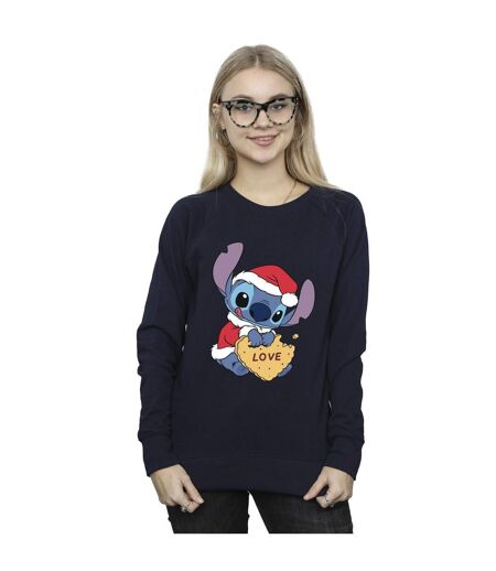 Disney - Sweat LILO AND STITCH CHRISTMAS LOVE BISCUIT - Femme (Bleu marine) - UTBI22625