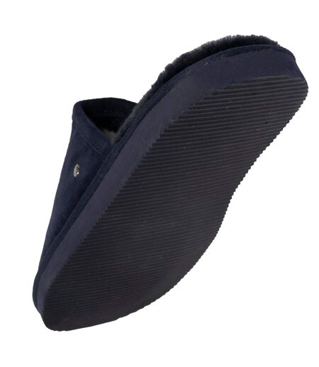 Isotoner Chaussons Mules homme en cuir et interieur ultra doux en fausse fourrure