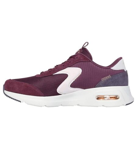 Womens/ladies skech-air court air wave suede trainers burgundy/white Skechers