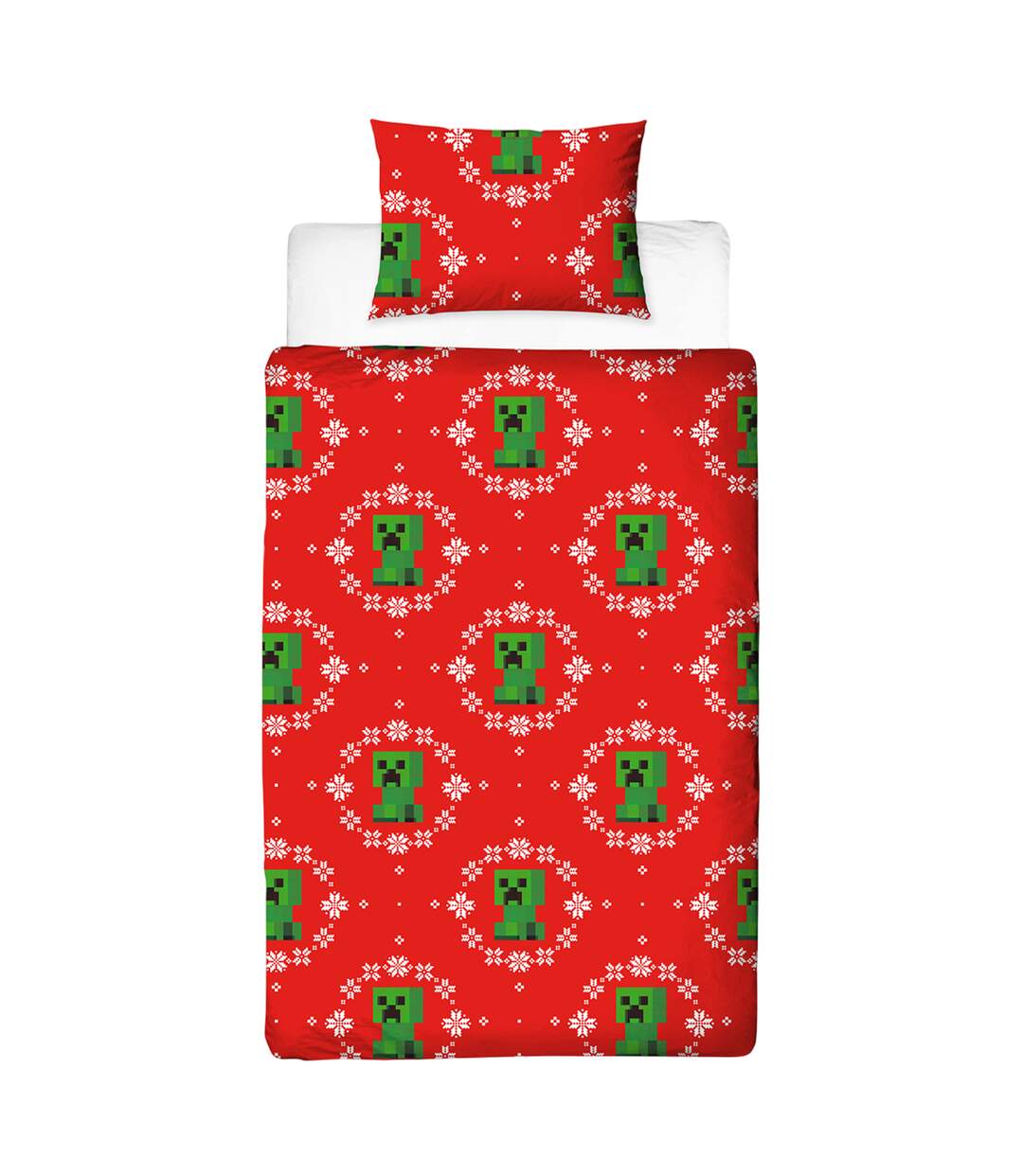 Pixel Christmas Reversible Duvet Set Multicoloured Minecraft-2