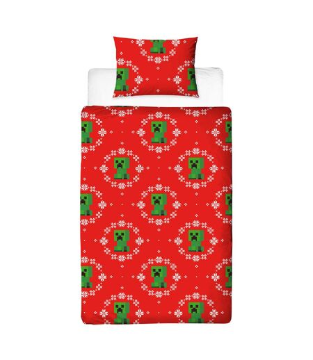 Pixel Christmas Reversible Duvet Set Multicoloured Minecraft