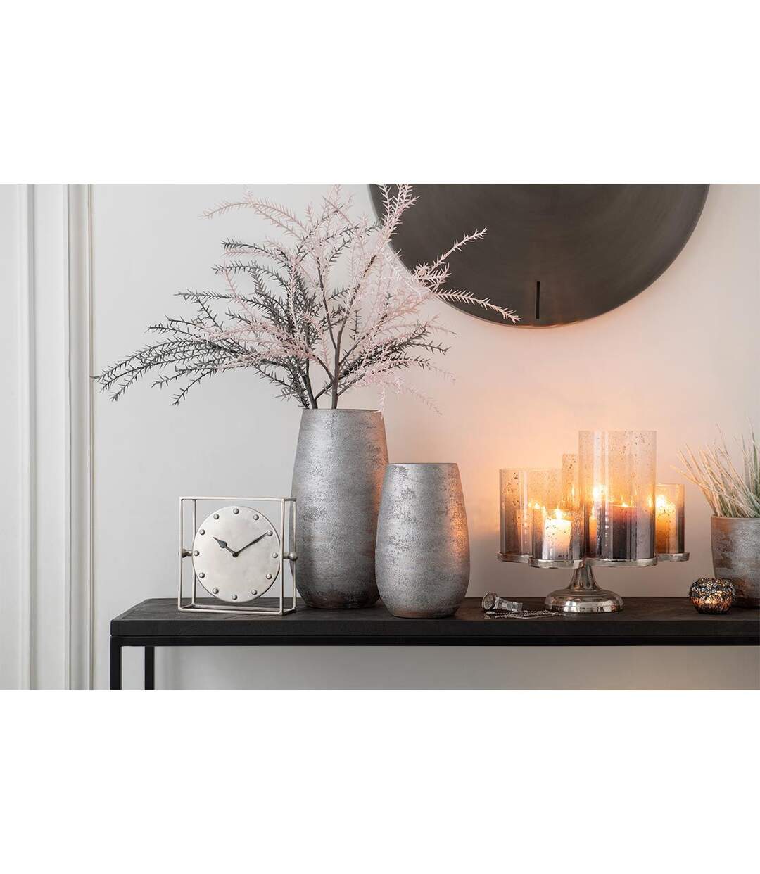 Vase Déco Irrégulier Rugueux 31cm Argent-3