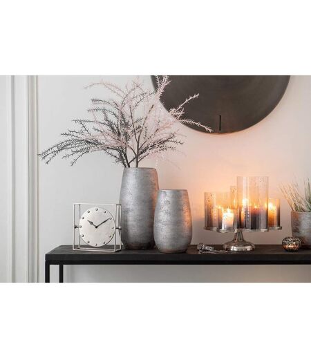 Vase Déco Irrégulier Rugueux 31cm Argent