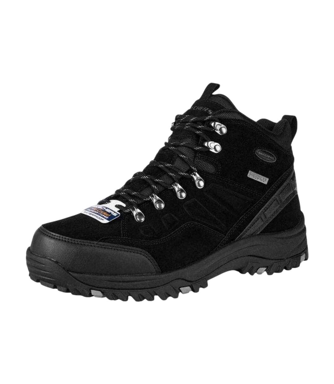 Mens Relment Pelmo Leather Waterproof Relaxed Fit Hiking Boots Black Skechers-2