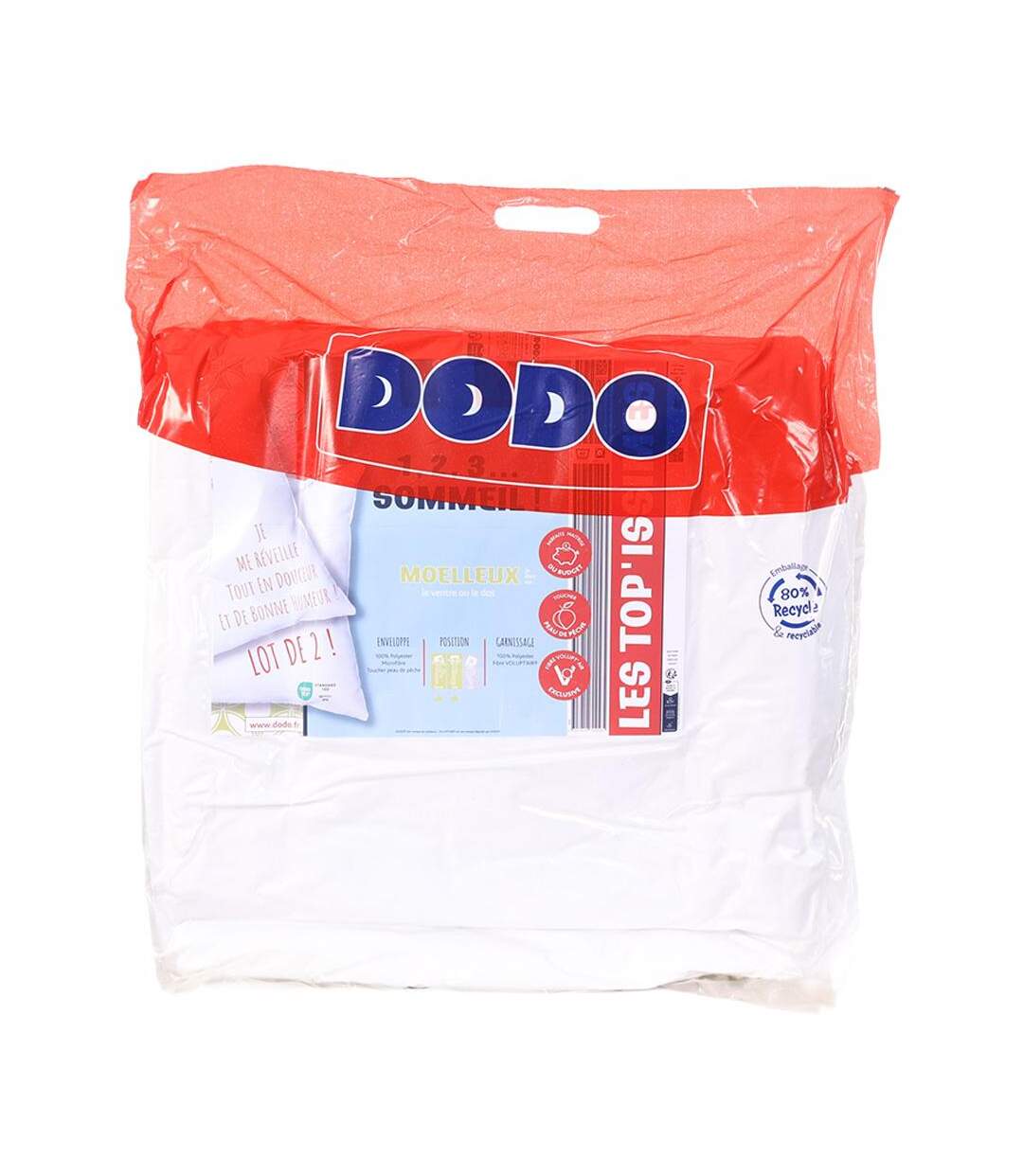 X2 oreillers blanc dodo  moelleux 1 2 3  50x70-1