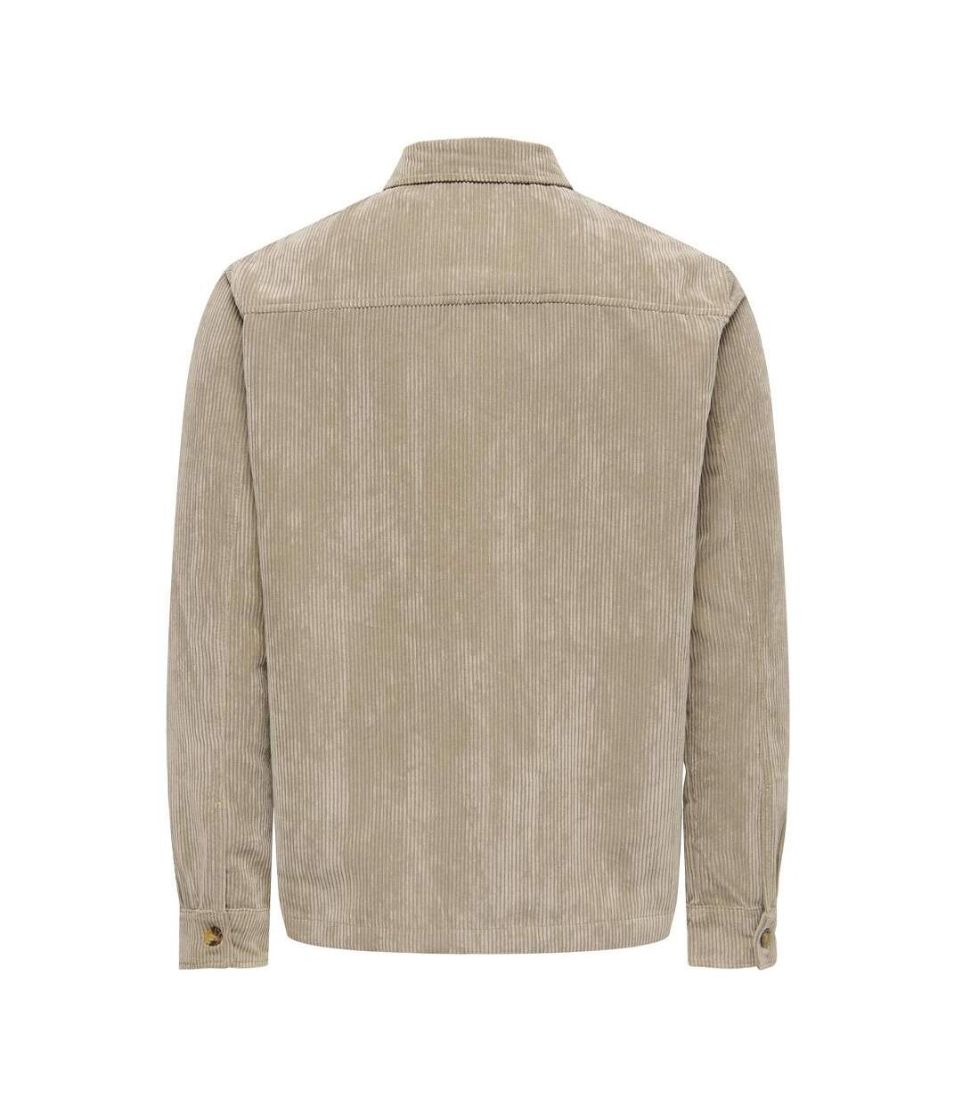 Surchemise en velours côtelé beige homme only & sons corduroy-2