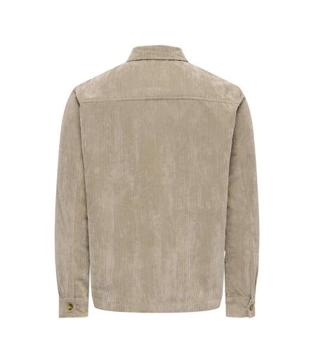 Surchemise en velours côtelé beige homme only & sons corduroy