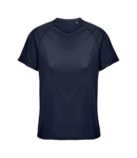 T-shirt Uni Cintré À Manches Courtes Performance Femme Bleu Marine Foncé SOLS
