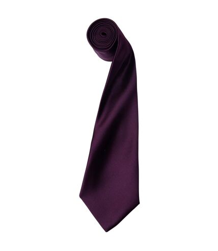 Premier Mens Plain Satin Tie (Narrow Blade) (Aubergine) (One Size) - UTRW1152