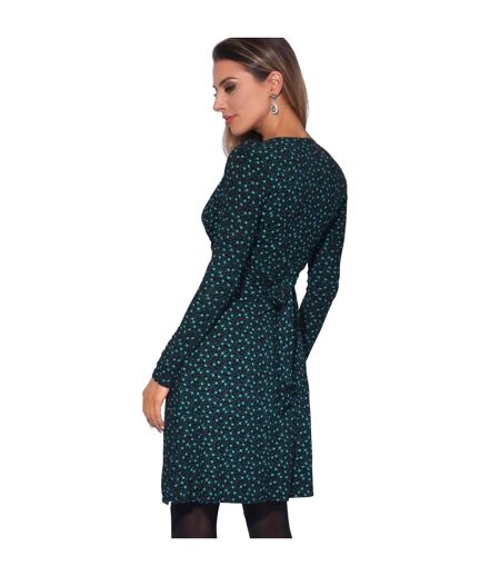 Krisp Womens/Ladies Ditsy Print Knot Front Dress (Teal) - UTKP224