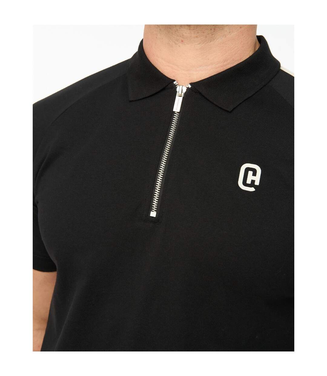 Polo Manches Raglan Cresswell Homme Noir Crosshatch-4