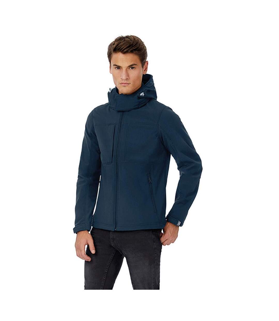 B&c Mens Sweatshirt À Capuche / Hoodie Bleu Marine B And C-3