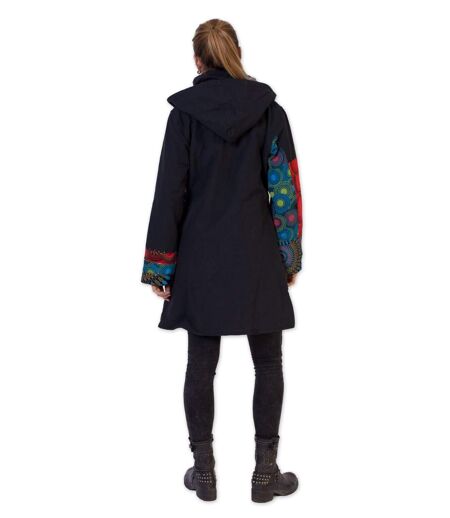 Manteau à capuche ATRATO noir ethnique Coton Du Monde