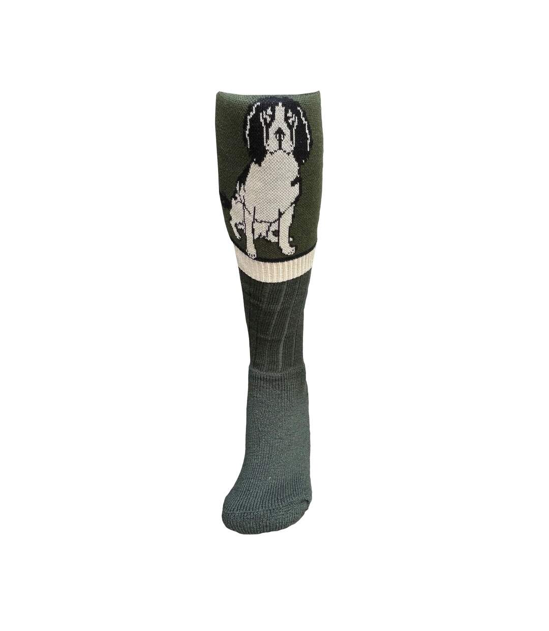 Chaussettes Motif Épagneul Springer Adulte Olive Noire Waring Brooke-1