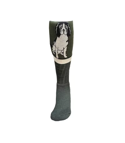 Chaussettes Motif Épagneul Springer Adulte Olive Noire Waring Brooke
