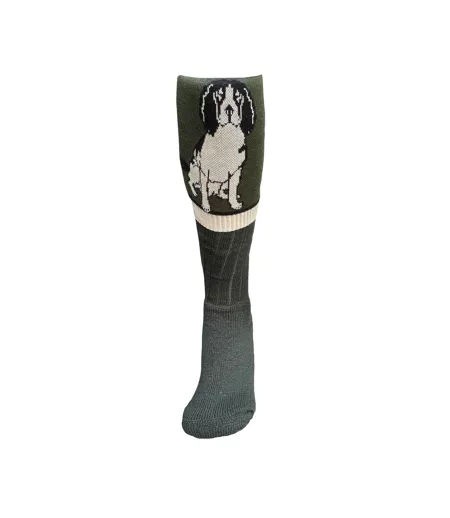 Chaussettes Motif Épagneul Springer Adulte Olive Noire Waring Brooke