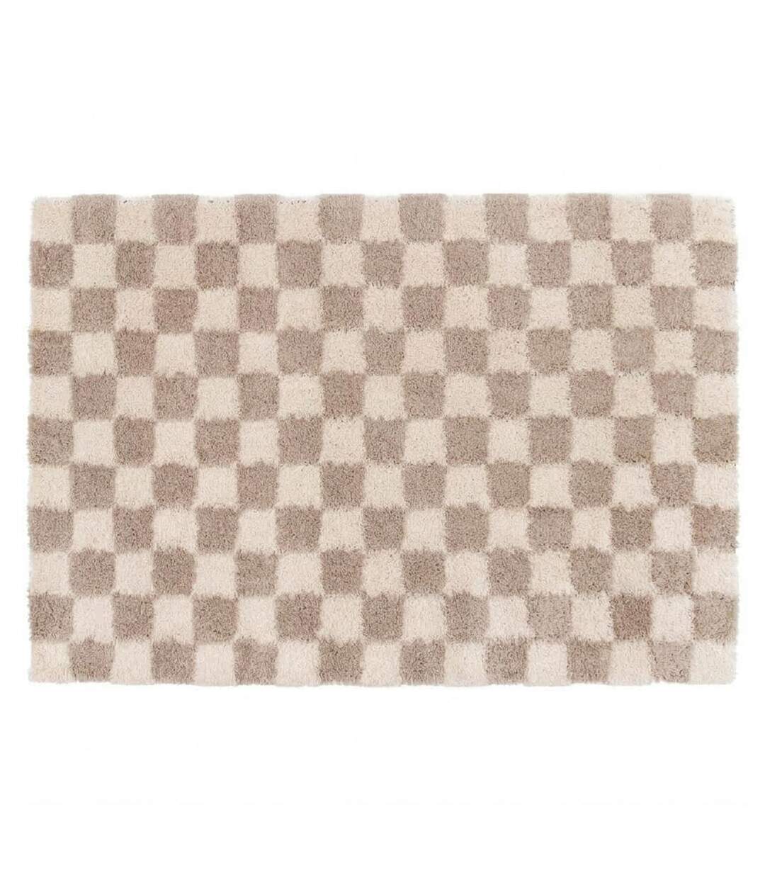Tapis Déco Shaggy Damero 160x230cm Naturel-1