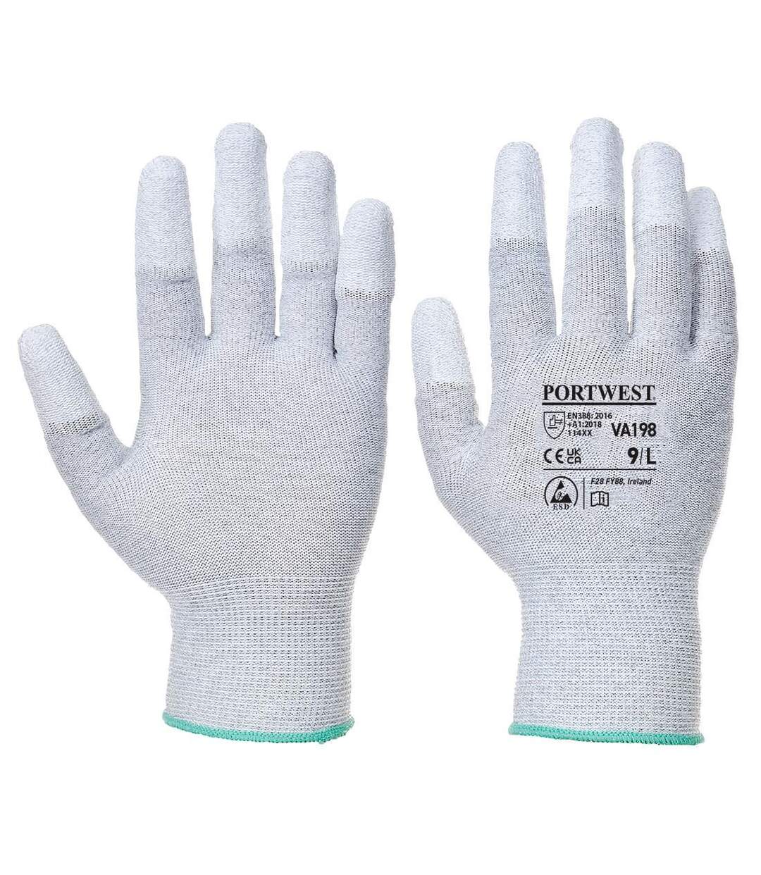 Unisex adult va198 pu fingertip grip gloves xxl grey Portwest-1