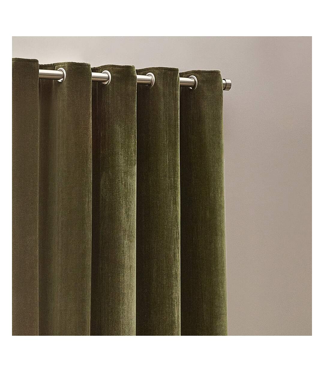 Chenille velvet eyelet curtains 229cm x 229cm olive Yard-3