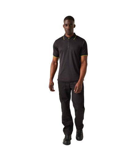 Polo Manches Courtes Homme Noir Vert Citron Regatta Professional