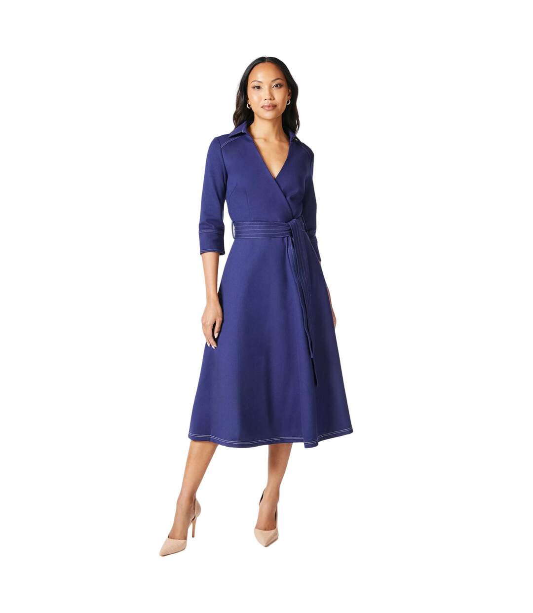 Robe mi-longue femme bleu marine Principles-1