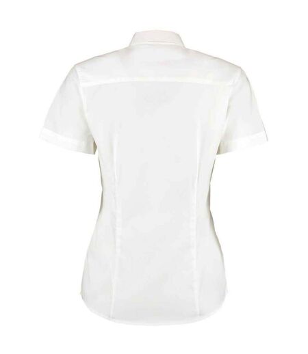 Womens/ladies Premium Oxford Tailored Short-sleeved Shirt White Kustom Kit