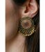 Golden Round Disc Bell Button Indian Asian Muslim Ethnic Stud Earrings